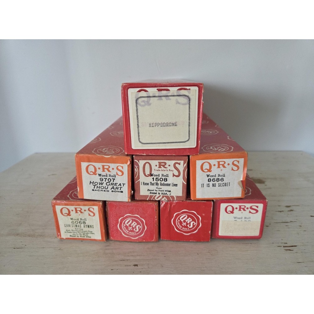 Lot of 8 Vintage QRS Player Piano Rolls